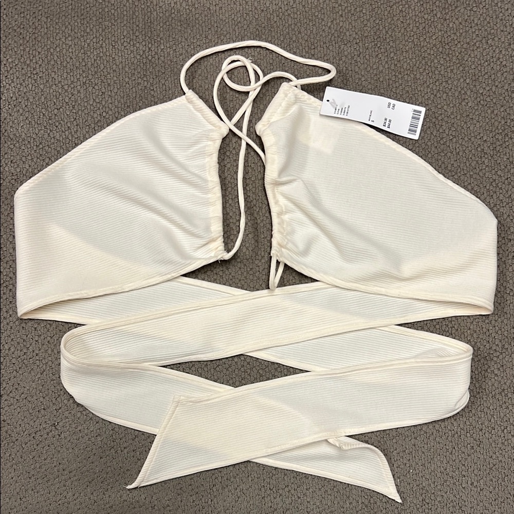 White Wrap Halter Top